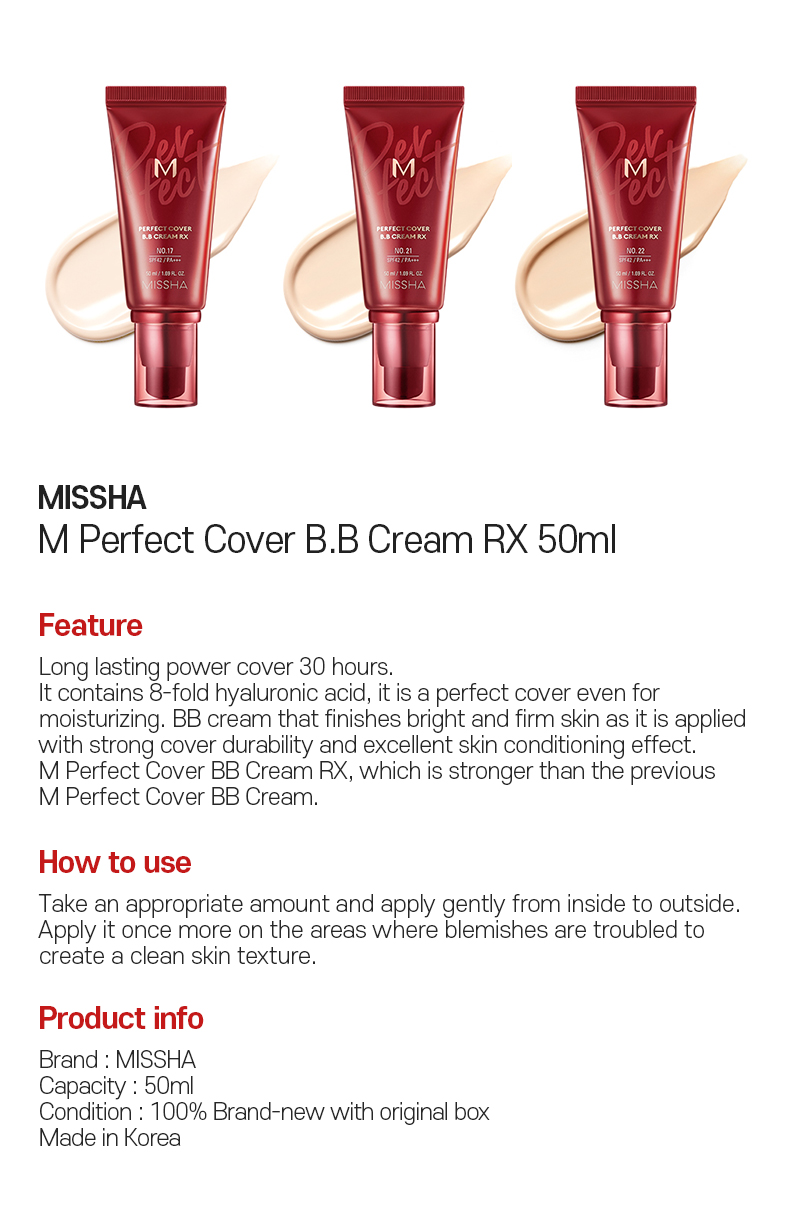 Us Seller Missha M Perfect Cover Cream Rx Spf42 Pa 50ml Ebay